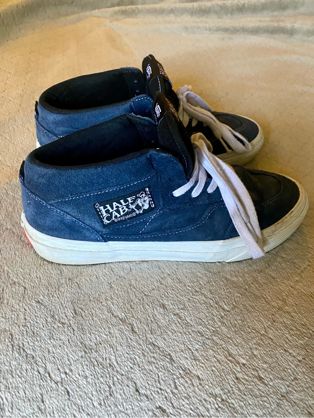 Vans Half Cab Mid-Top Sneakers in Navy Suede